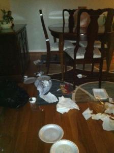 The results of Bentley's trip to the pantry.